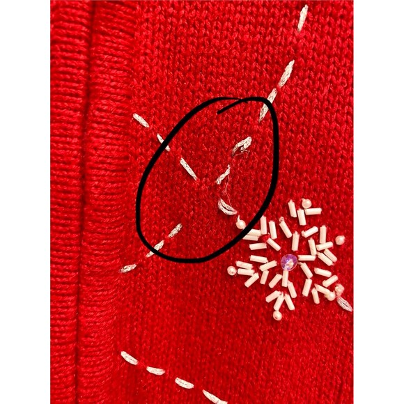 Vintage Tiara International Christmas Collection Snowman Cardigan Sweater Size M - Picture 2 of 14
